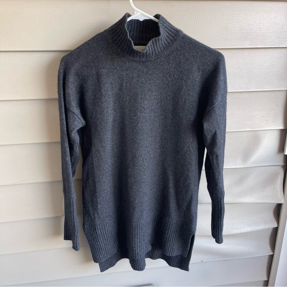 Cynthia Rowley Womens M Grey 100% 2-Ply Cashmere Sweater Pullover Mock Neck